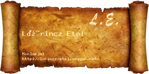 Lőrincz Etel névjegykártya
